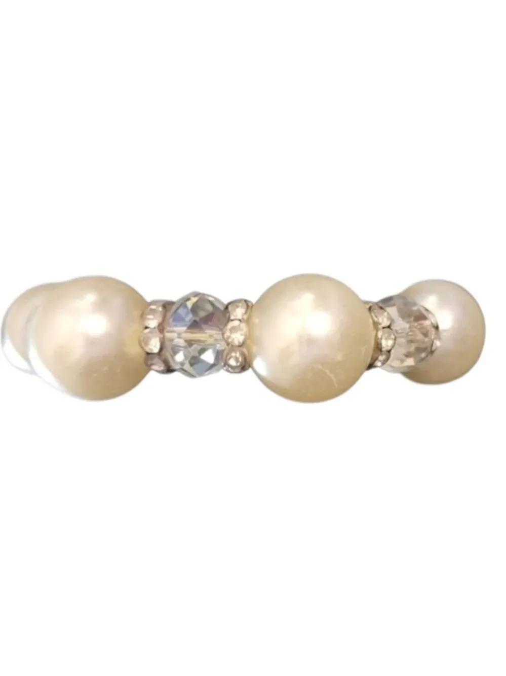 Cream Faux Pearl Iridescent Bead Bracelet